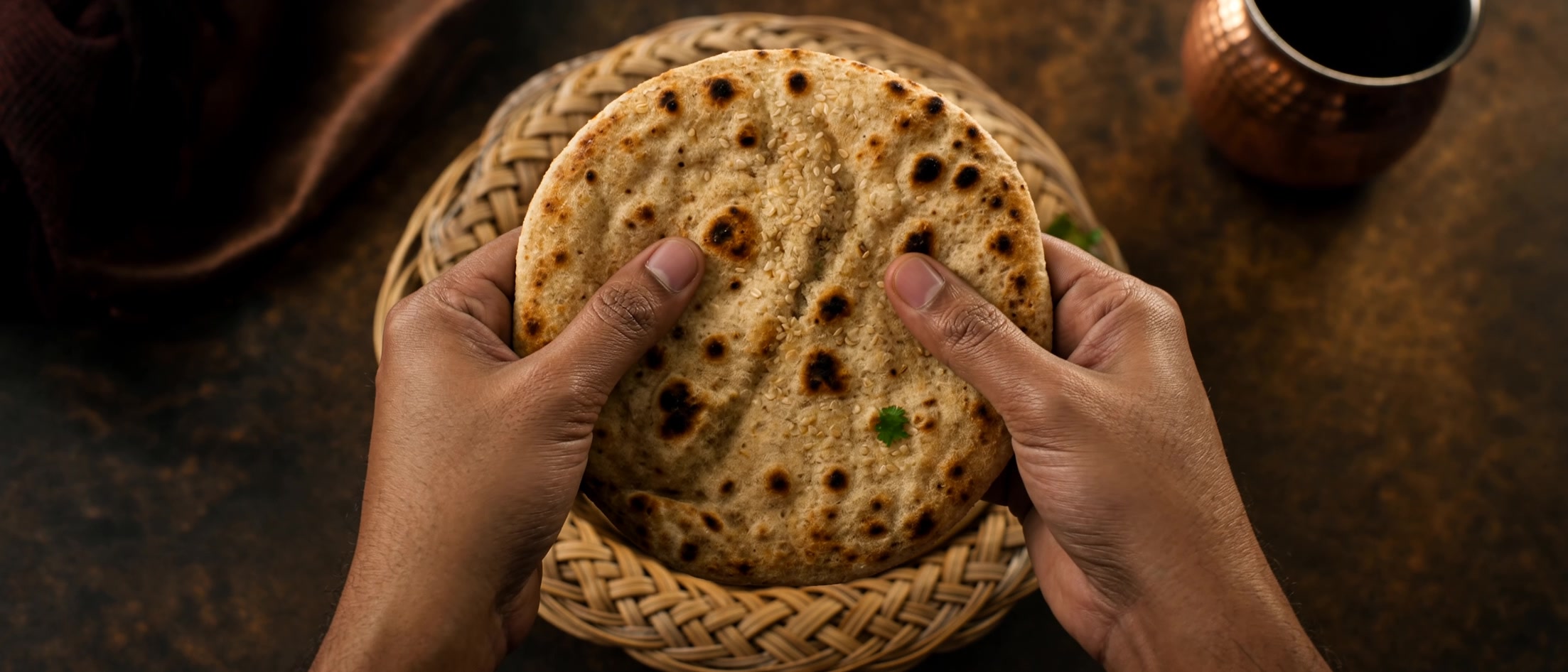 Flambiertes Naan im Rasoi Kempten